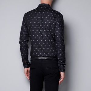 Skull print long sleeve fitted small Zara shirt