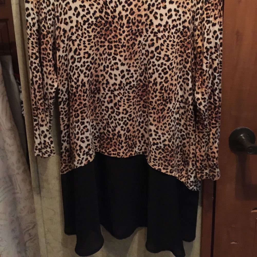 Animal print jersey /black chiffon bottom