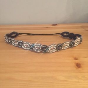 Anthropologie Beaded Elastic Headband