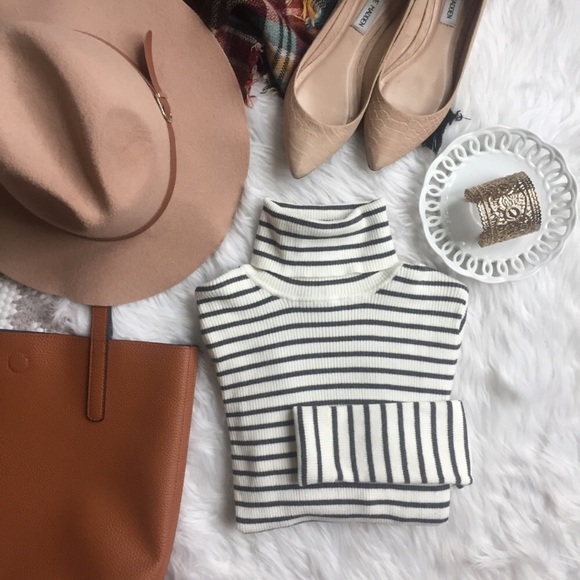 Tops - Striped Turtleneck Top