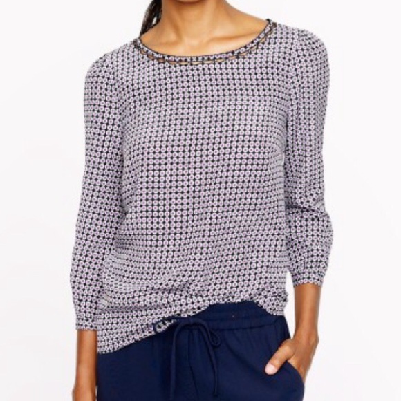 JCrew scalloped cutout dot print blouse - Picture 2 of 6