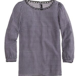 JCrew scalloped cutout dot print blouse