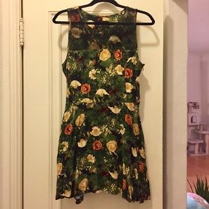 JACK floral forest green skater dress Size L