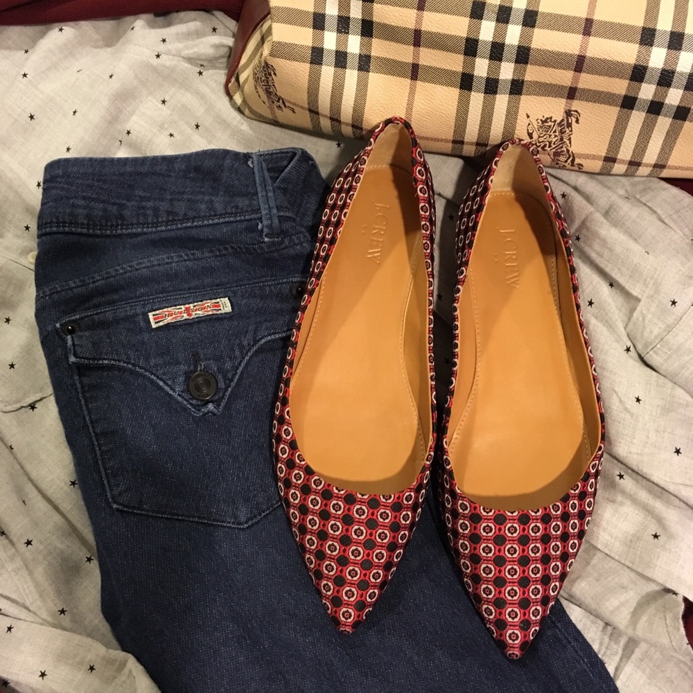 J.Crew Amelia Medallion Red-Charcoal Flats