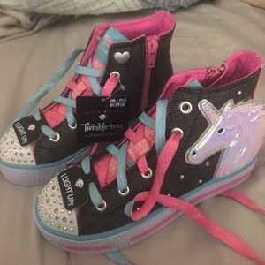 Unicorn Twinkle Toes Hi-Tops by Skechers Unicorn Twinkle Toes Hi-Tops by Skechers