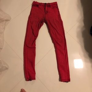 Grunge Red acid wash jeans