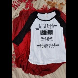 Lovely Souls Tops - "Always Be True To Yourself" Baseball Tee Lovely Souls Tops - "Always Be True To Yourself" Baseball Tee