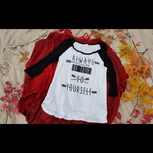Lovely Souls Tops - "Always Be True To Yourself" Baseball Tee Lovely Souls Tops - "Always Be True To Yourself" Baseball Tee