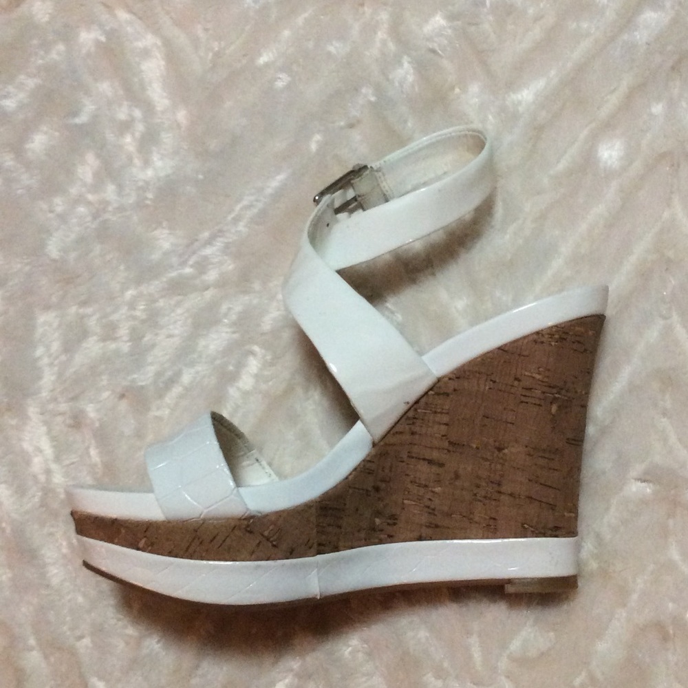 Gianni Bini White Ankle lace up wedges.