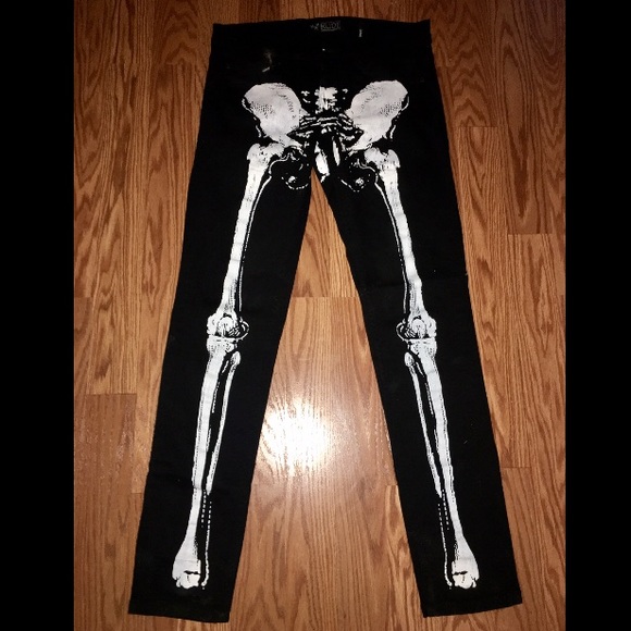 rude black skeleton skinny jeans