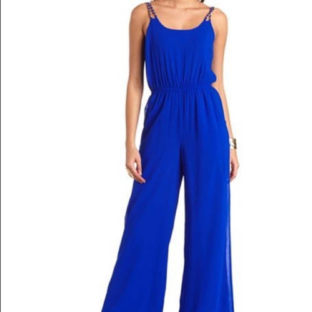 ✨ROYAL BLUE JUMPSUIT WITH GOLD DETAILING✨