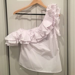 One/Off Shoulder Ruffle Blouse
