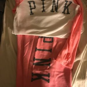 Pink Victoria’s Secret campus pants and shirt Pink Victoria’s Secret campus pants and shirt