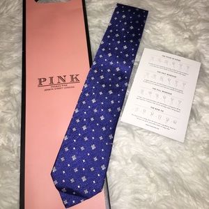 ✨NEW✨Thomas Pink Blue Tie with White Star pattern