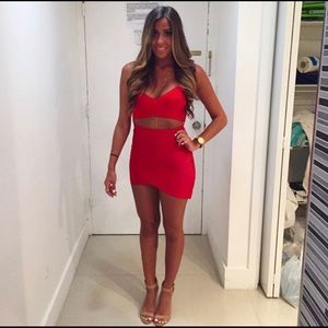 Red two piece outfit
