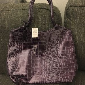 Neiman Marcus Purple Faux Snakeskin Purse