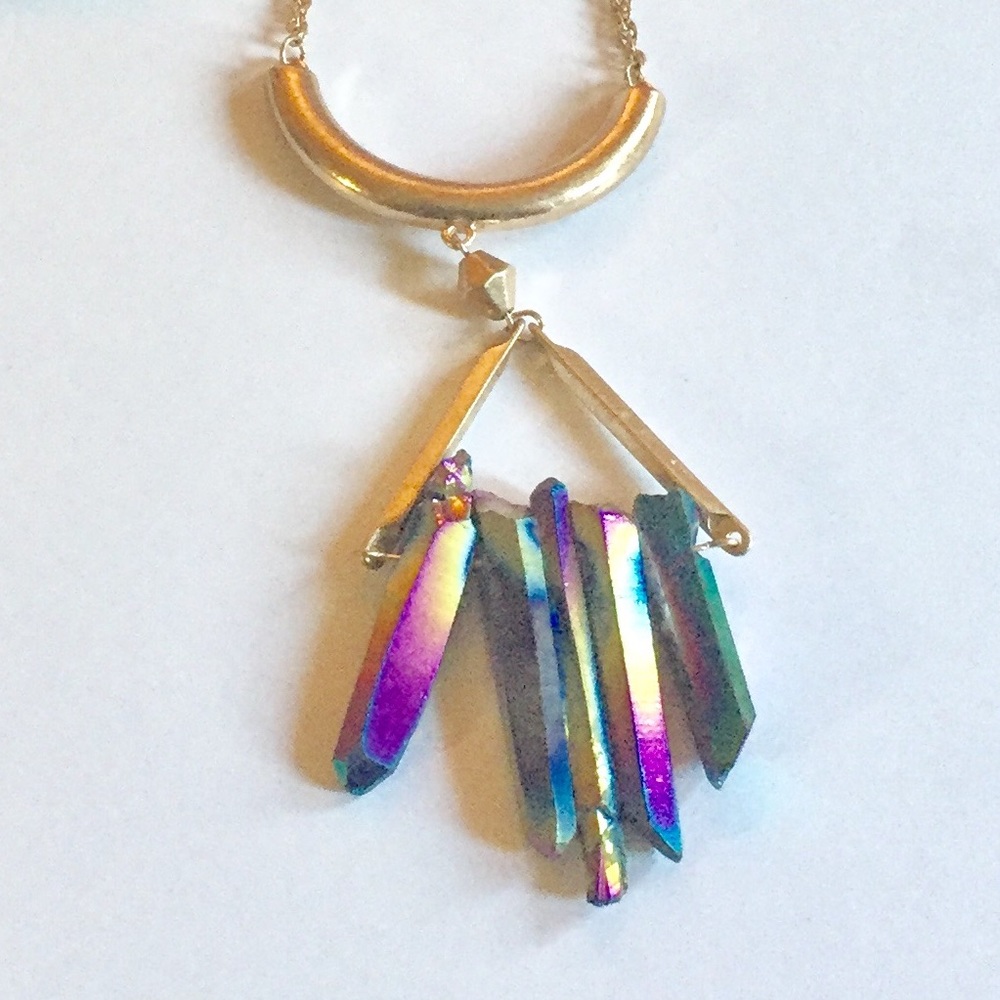 Iridescent Three Stone Necklace