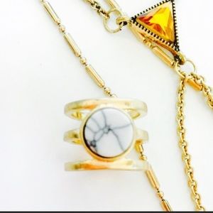 White & Gray Howlite Cage ring