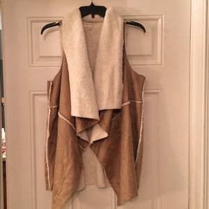 Suede and fur fuzzy soft vest