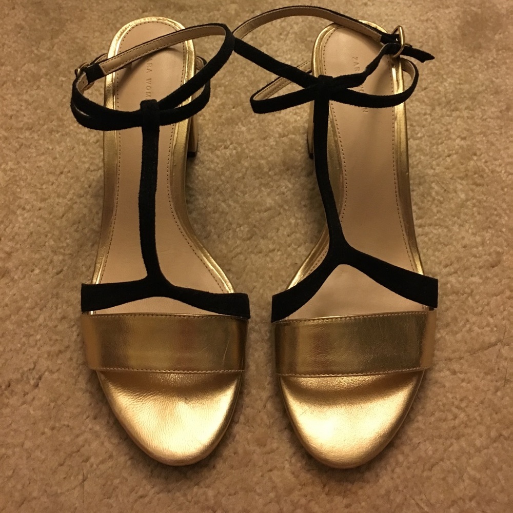 ZARA Leather Sandal Block Heels