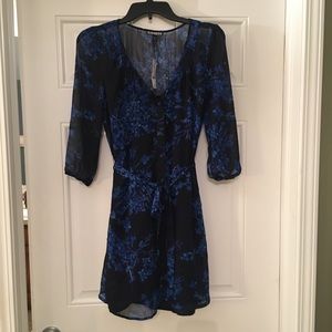 Express 3/4 sleeve sheer floral dress