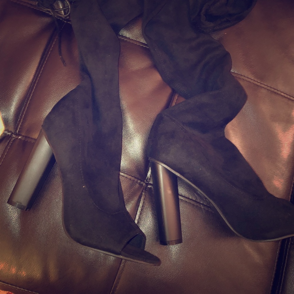 Black thigh high boots