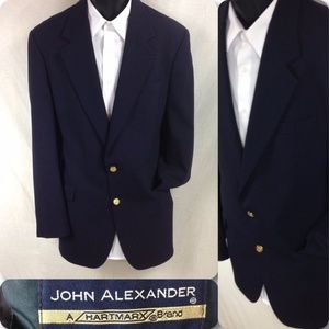 Classic Navy Blue Blazer Sport Coat Brass Buttons