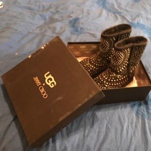 Black Ugg Jimmy Choo riveted boots Mandah size 8