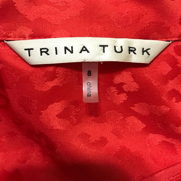 Trina Turk Size 8 Wrap Dress Red Animal Office Sun - Picture 6 of 6