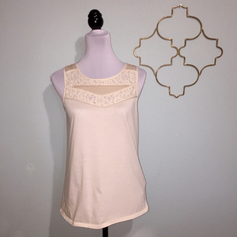 J. Crew cream lace neck tank top