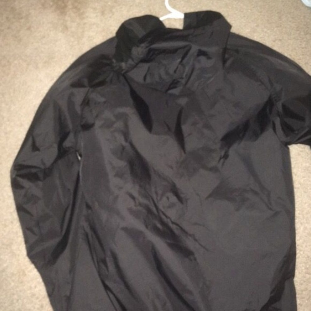 Black windbreaker with hoodie