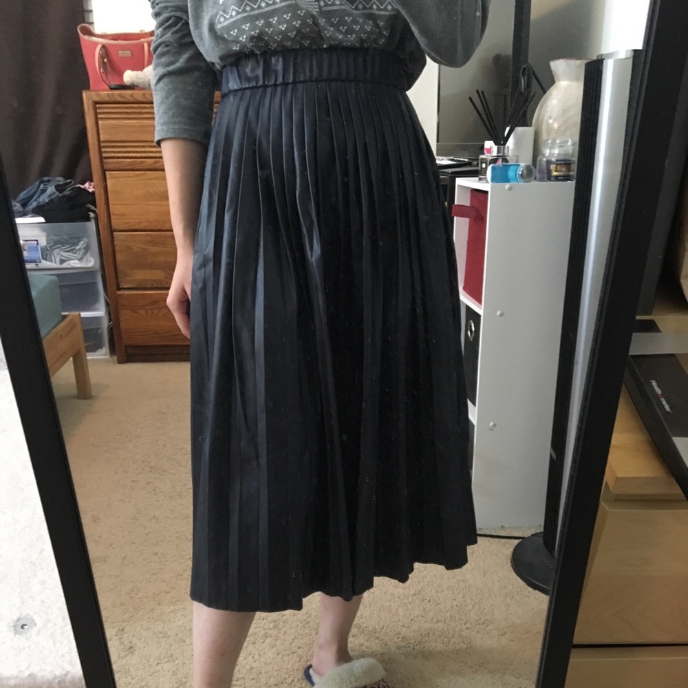 zara navy faux leather skirt size xs