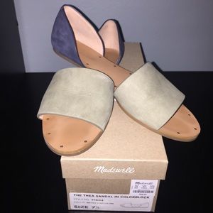 Blue green flat sandal