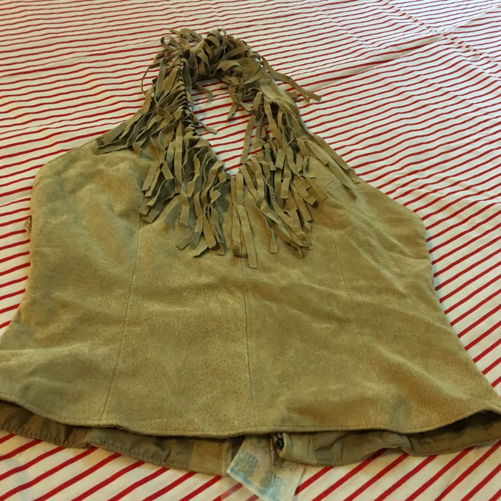 Suede fringed halter