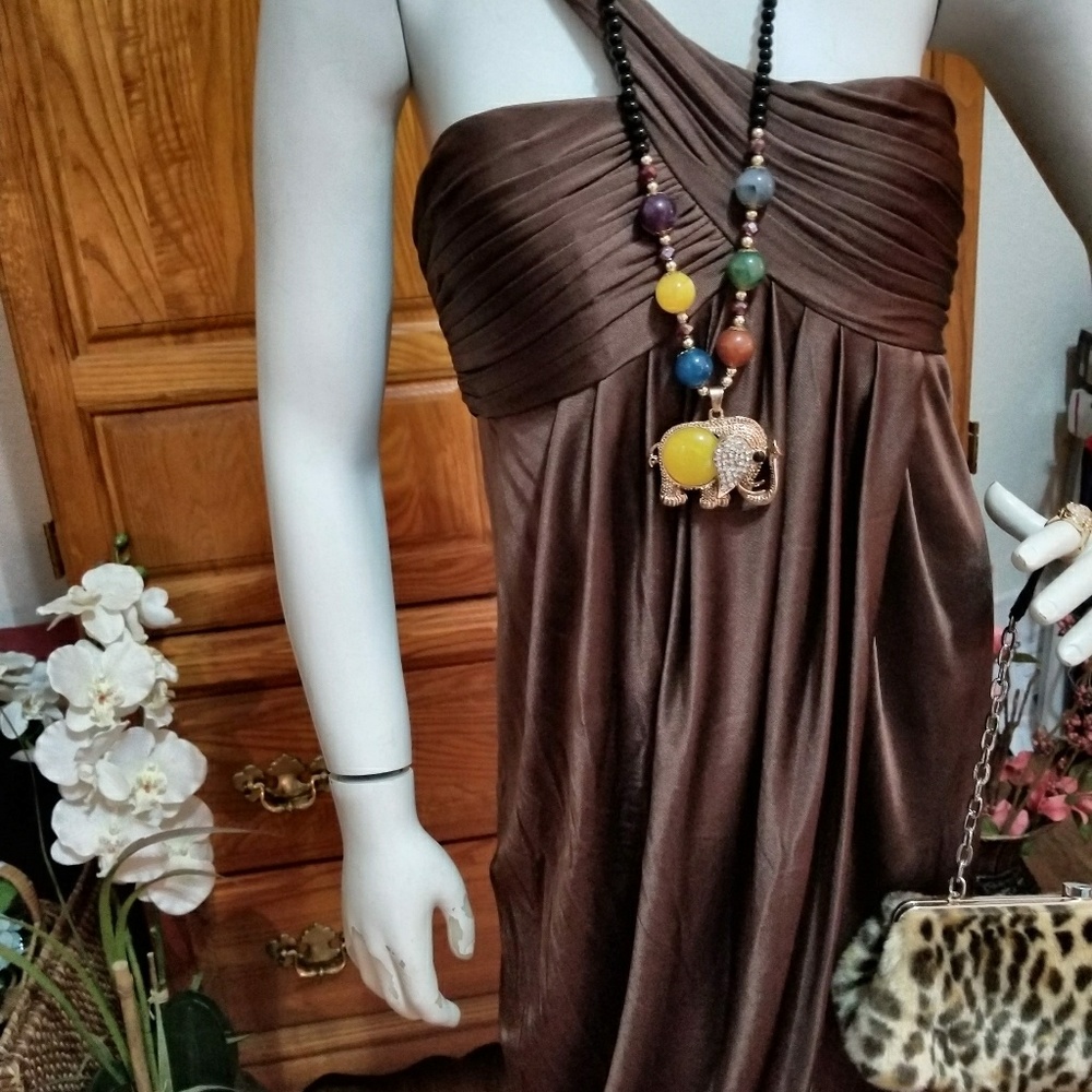 🍒 BCBG MAXAZRIA SATIN GRECIAN