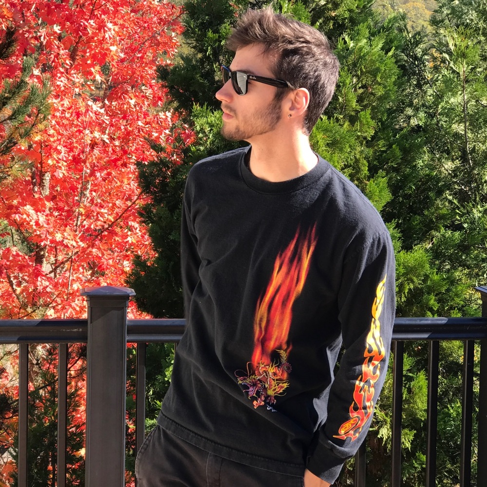 Y2K Year of the Dragon Flame Shirt