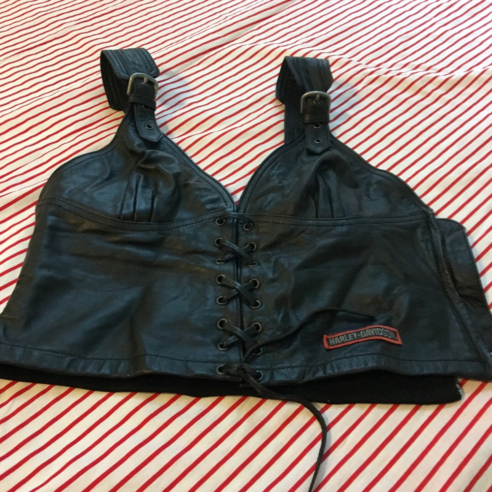Harley Davidson leather halter/bustier