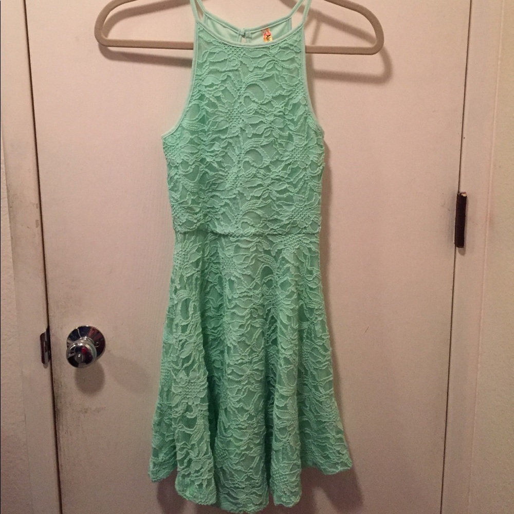 Lace Mint Green Skater Dress