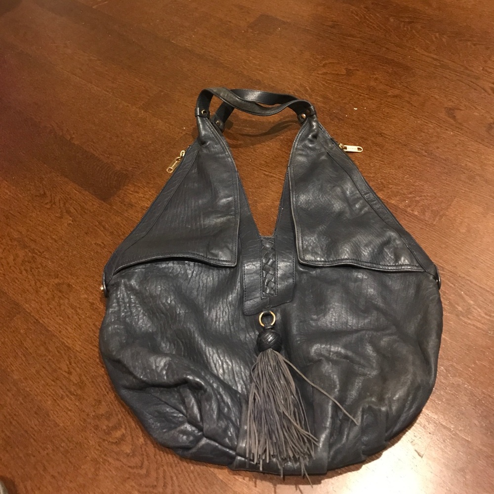 Alexis Hudson blue shoulder bag with tassel