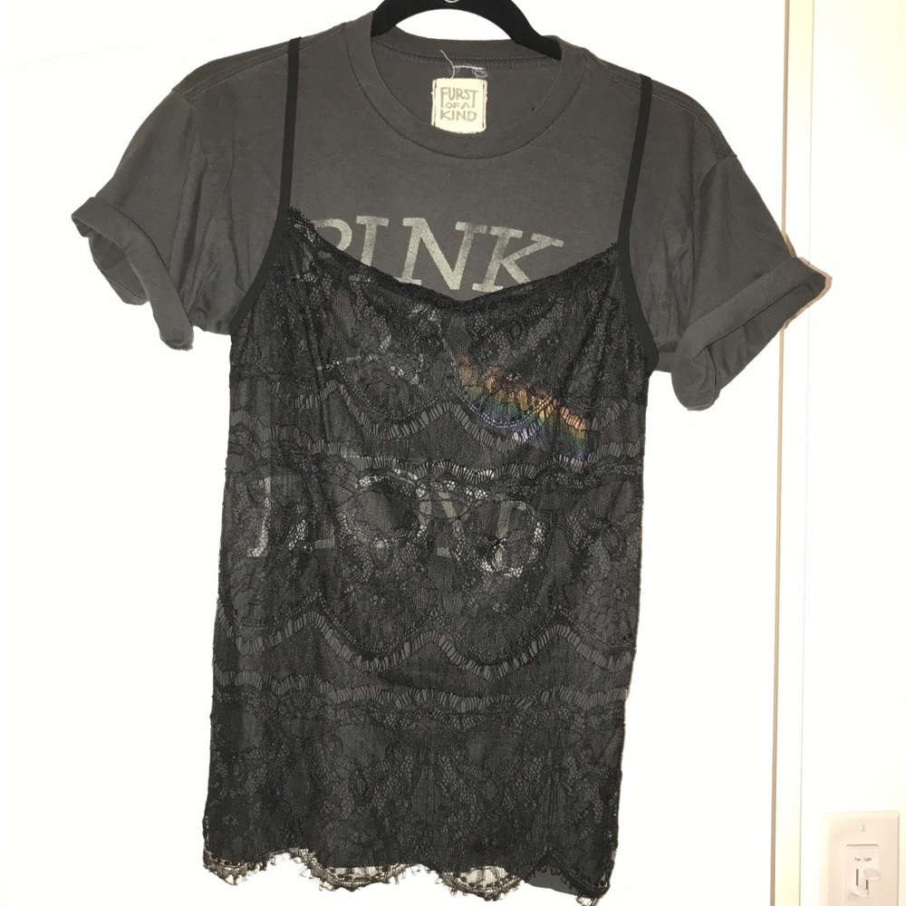 lf vintage band tshirt with lace cami