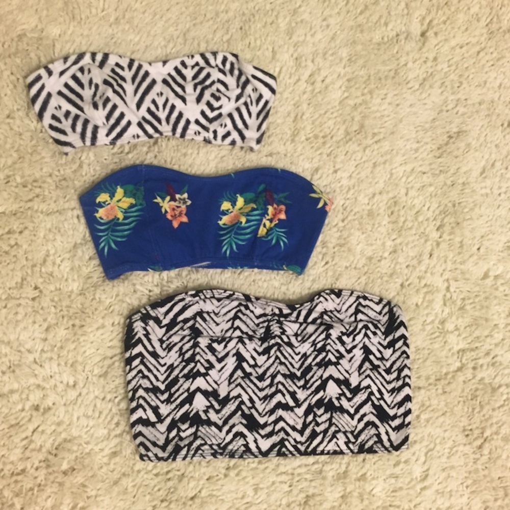 Three pack bundle of bandeaus