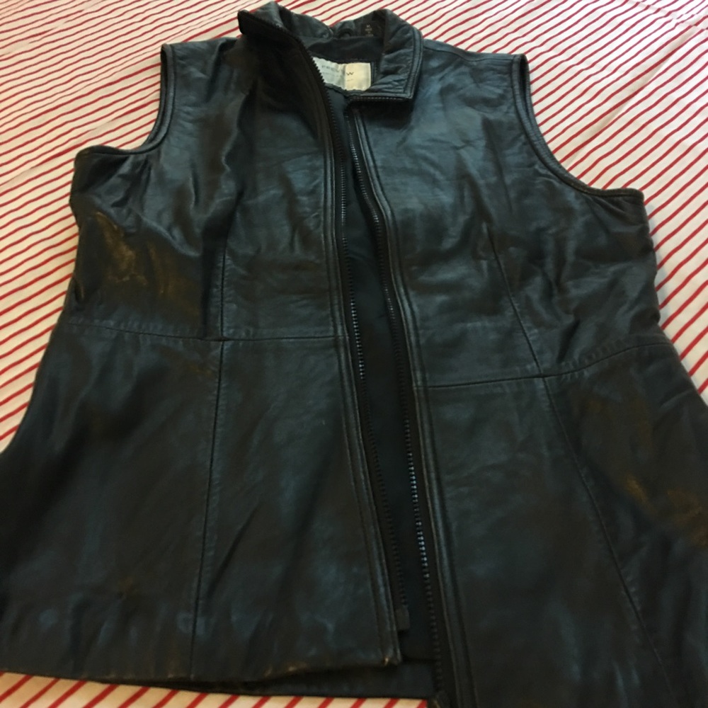 Black leather vest