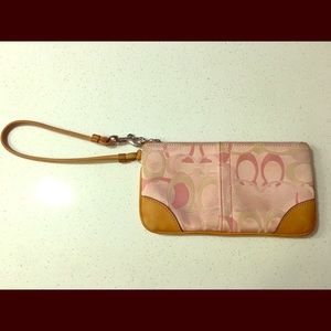 Pink Coach Signature Wristlet