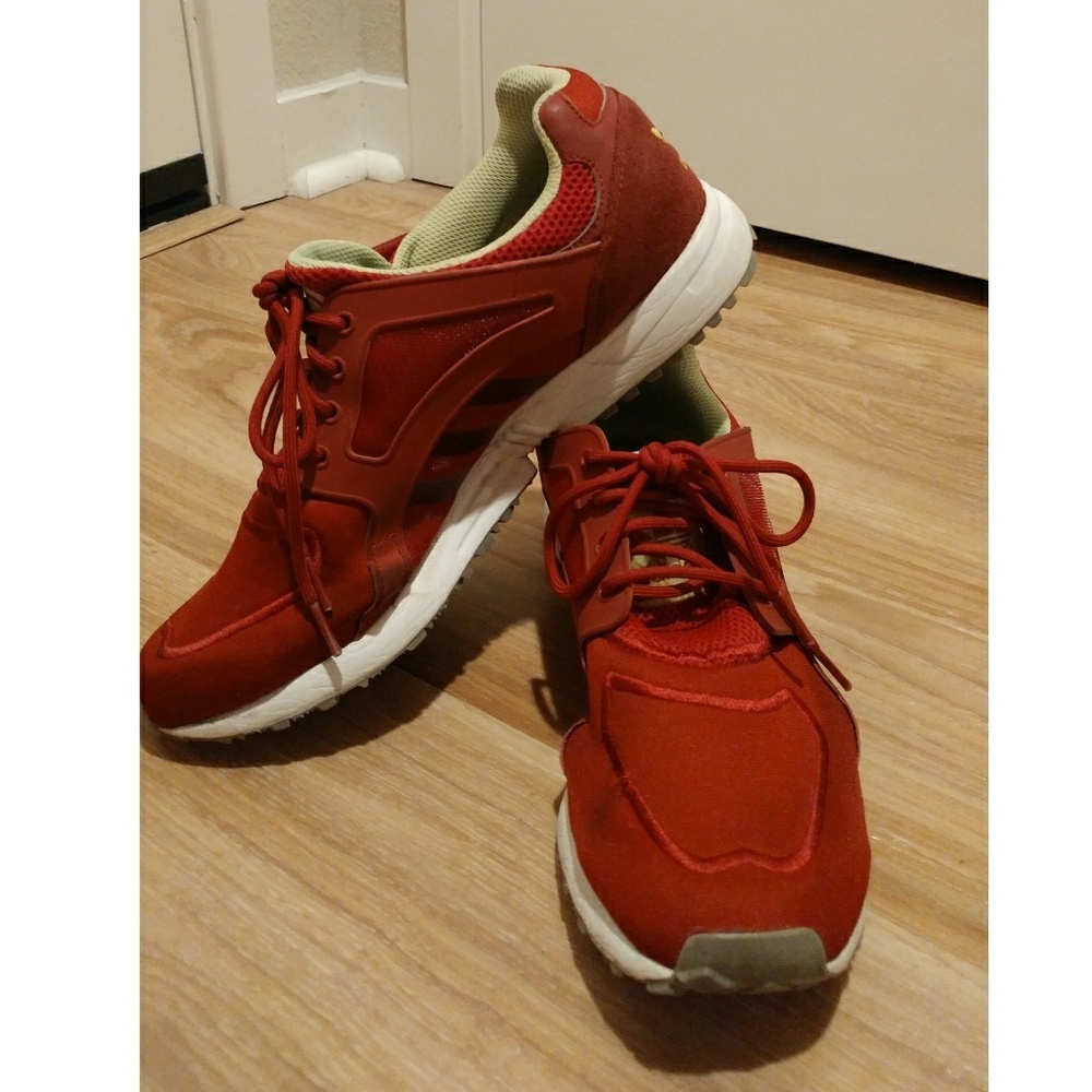 Red Adidas walking shoes