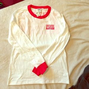 PINK Long Sleeve Ringer Tee
