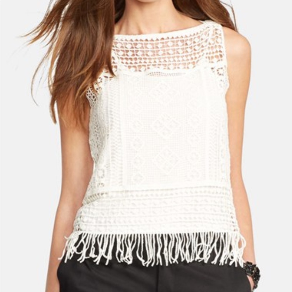 Lauren Ralph Lauren crochet fringe top