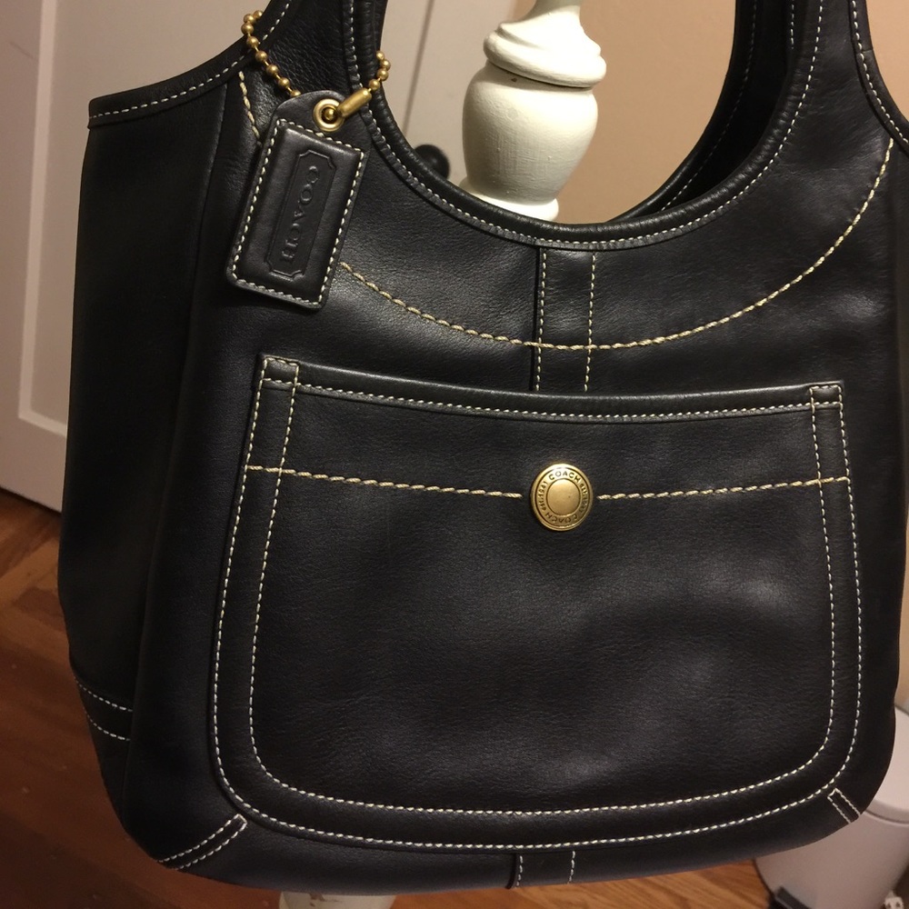 Coach black leather bag