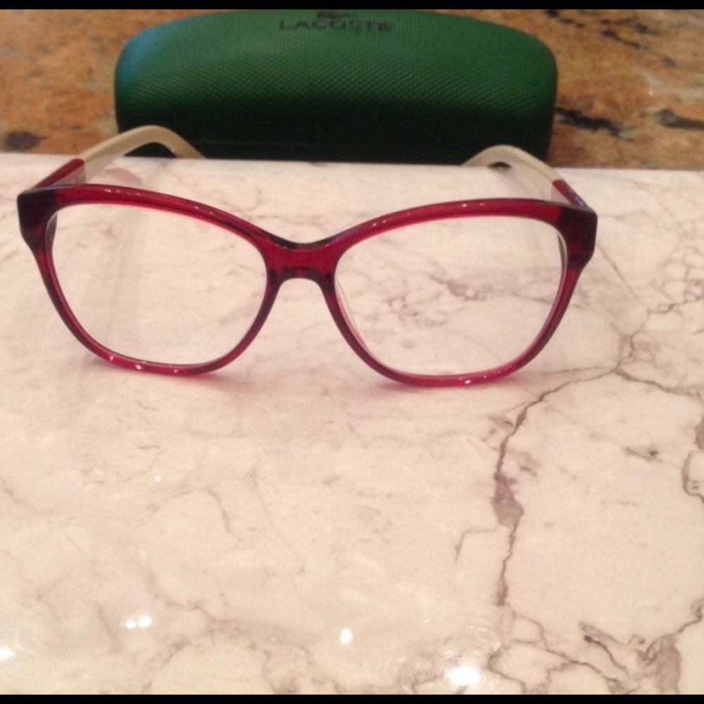 LACOSTE dark red eyeglass frames