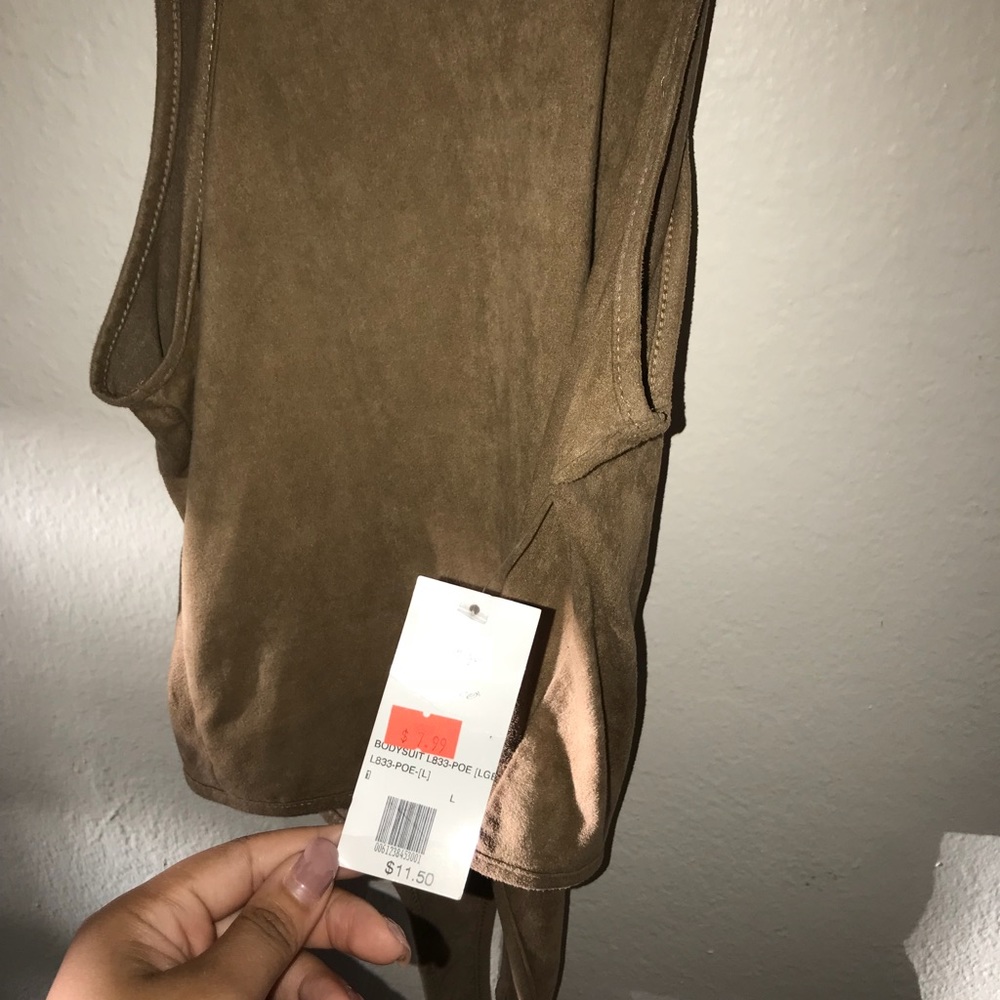 Faux suede body suit