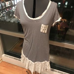 Zara Striped Cotton Dress with Linen Detail Zara Striped Cotton Dress with Linen Detail